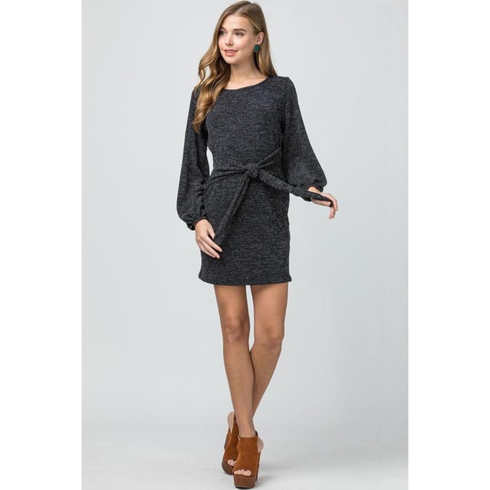 HP ‼️🌟BURGUNDY KNIT DRESS W TIE FRONT - Picture 4 of 5